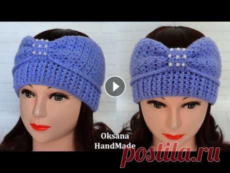 Весенняя повязка на голову крючком. Crochet headband Подробный мастер класс по вязанию повязки крючком. Связать можно на любой размер. Размерная таблица - Подписывайтесь на мой канал, чтобы не пропустить...