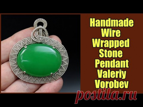 Wire Wrapped Stone Pendant. Handmade wire jewelry Valeriy Vorobev.
