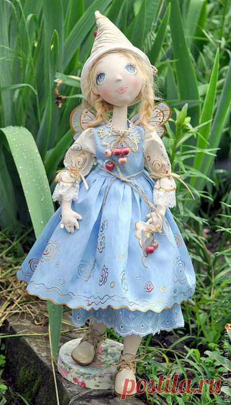 Феечка - голубой,коллекционная кукла,авторская кукла,феечка,кукла ручной работы