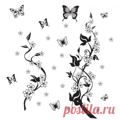 Наклейки письмо Picture - More Detailed Picture about [Fundecor] sticker on the fridge black butterfly vine flower wall stickers kitchen decoration decals on the furniture Picture in Наклейки на стену from Fundecor HomeDecoration Store | Aliexpress.com | Alibaba Group