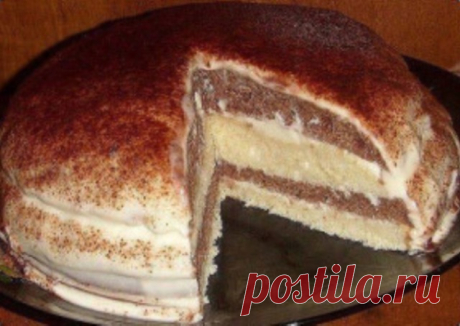Легкий торт на кефире со сметанным кремом