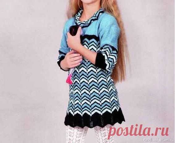 Вязаное платье для девочки 6 лет | Вязание спицами для детей