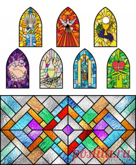 Naklejka Stained glass window. Abstract colorful stained-glass background. na wymiar • okulary, barwiony, wzorzec • REDRO.pl