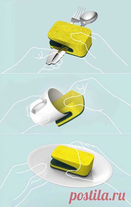 Губка Folded Dish для мытья посуды | Е-генератор: идеи, концепции, реклама, креатив