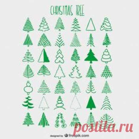 Christmas trees sketches collection | Free vector