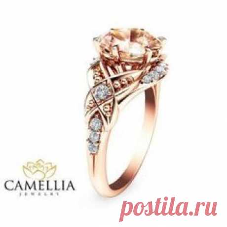 This is seriously the most beautiful ring I could pick. (10/19/15 RS) - 14K Rose Gold Engagement Ring Oval Morganite by CamelliaJewelry