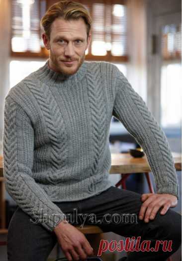 Мужской свитер с косами.
Размер: ХS (S; М; L; XL).