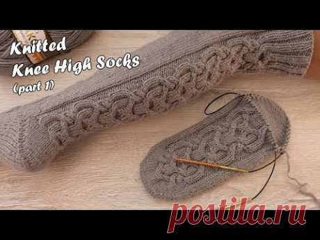 Носки – гольфы вязаные от мыска 🧦 Knitted Knee High Socks 🐭