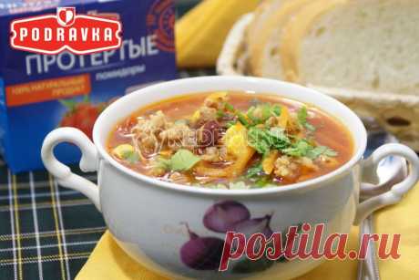 Мексиканский суп с фаршем, перчиками холопенью и мякотью помидоров - Приготовленный рецепт