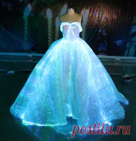 Fiber Optic Wedding Dress RGB LED Light up Wedding Gown Glow in the Dark Dress | eBay