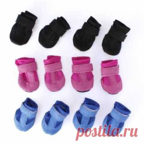 4Pcs Winter Warm Adjustable Pet Dog Puppy Mesh Shoes Suede Boot Sneaker 4 Sizes - 213 руб.