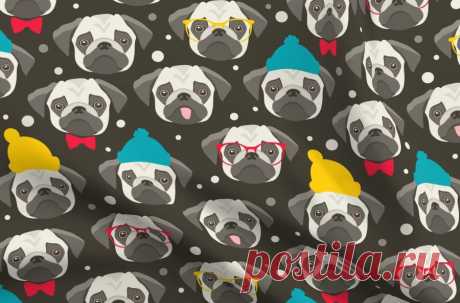 Colorful fabrics digitally printed by Spoonflower - Pugs Add a pop of pattern with unique fabric, wallpaper & gift wrap. Shop over 850,000 designs