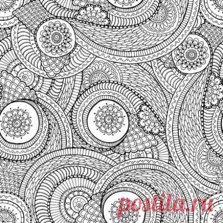 Seamless asian ethnic floral retro doodle black and white background pattern in vector. Henna paisley mehndi doodles design tribal black and white pattern. Used clipping mask for easy editing. 123RF - Миллионы стоковых фото, векторов, видео и музыки для Ваших проектов.
