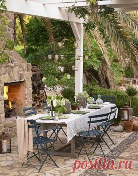 (1) outdoor dining by a fantastic fireplace... | Decoração.~