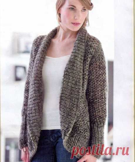 Модная модель вязаного жакета для полных женщин (Вязание спицами) – Журнал Вдохновение Рукодельницы