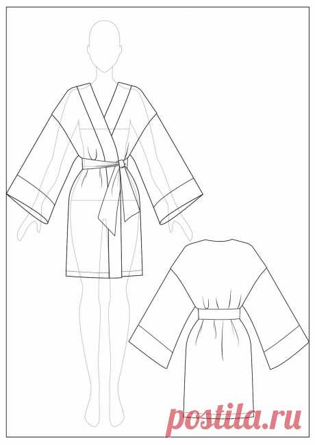 Выкройка кимоно халат Пошаговые мастер-классы по шитью своими руками, вязанию, рукоделию, декорированию, швейные мастер-классы для начинающих, фото и видеоуроки.
