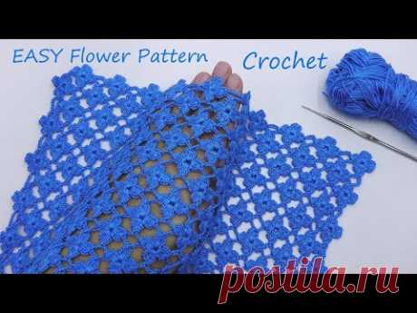 SUPER EASY Beautiful Flower Pattern Crochet 🌺 СУПЕР легкий ЦВЕТОЧНЫЙ УЗОР для вязания крючком
