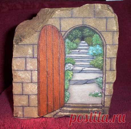 Garden Door Painted stone | Painted rocks