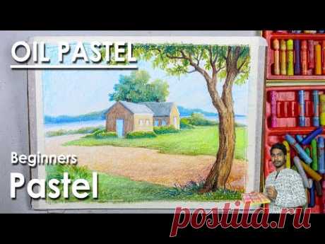 Beginners Pastel Scenery - How to Draw A House Landscape | step by step easy techniques