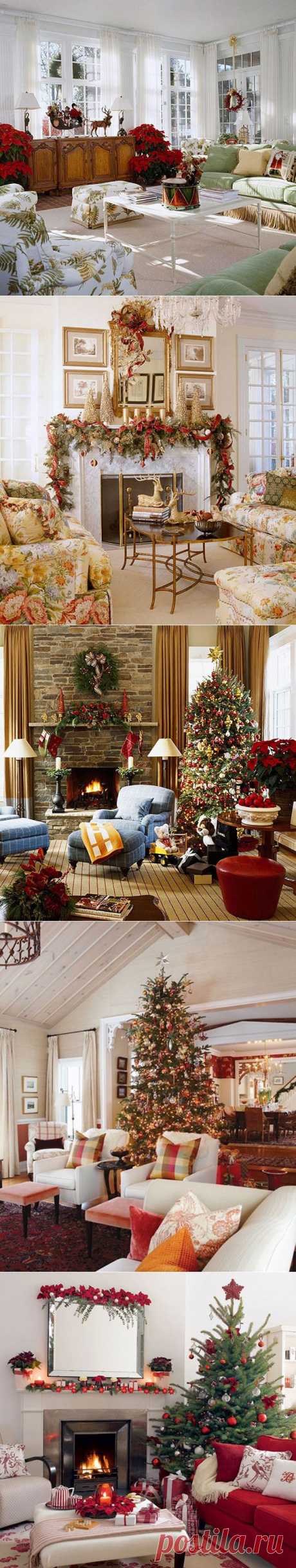28 примеров украшения гостиной к Новому году