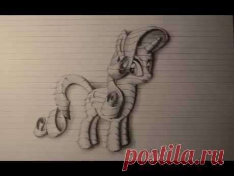 Как нарисовать простой рисунок 3D Карандашом пони рарити HOW TO DRAW RARITY My Little Pony .