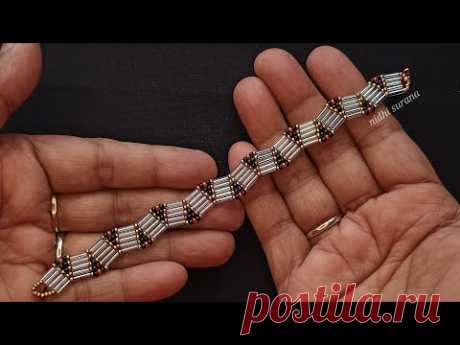 ⚜️ Gorgeous Bracelet with Bugle beads & Seed beads/How to make beaded Jewelry/Pulsera Tutorial diy