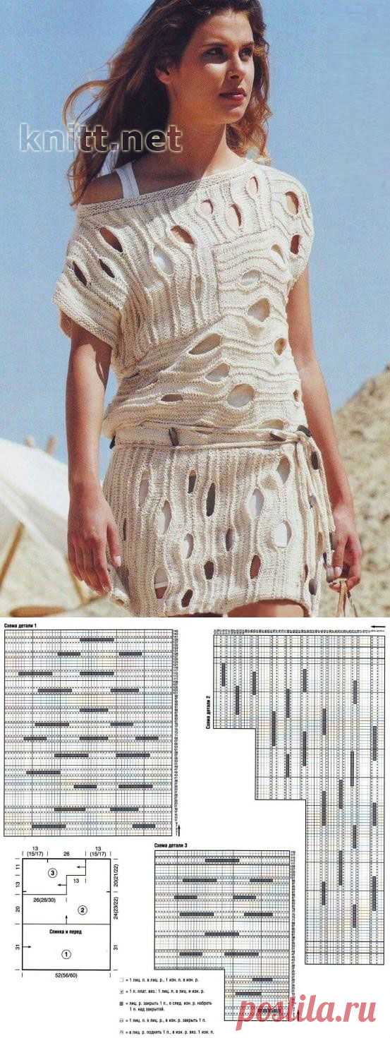 Платье-туника бежевого цвета | knitt.net | Все о вязании