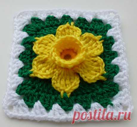 Daffodil in granny square pattern by Crochet- atelier | Ranges, 3d and Flower