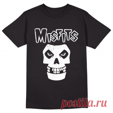 Мужская футболка «The Misfits. Punk Rock. Череп. Панк. Рок. Skull.» цвет черный - дизайнер принта Kaplio