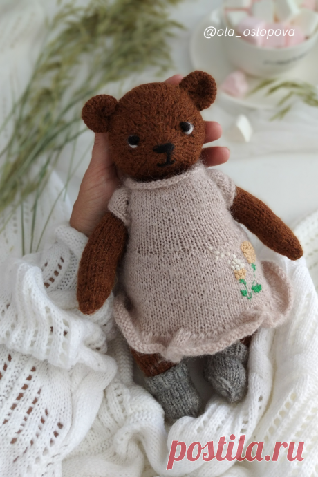 Bear knitting Pattern, knitted bear Мастер класс по вязанию мишки игрушки спицами от Оли Ослоповой. teddy bear knitting pattern. Knitting: Bear - Pattern #knitting #teddy #bear #pattern #toy #doll #handmade #animal #craft