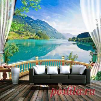 3D Wallpaper Balcony Blue Sky Lake Forest Nature Landscape Photo Wall Murals Living Room Bedroom Backdrop Wall Papel De Parede-in Wallpapers from Home Improvement on Aliexpress.com | Alibaba Group