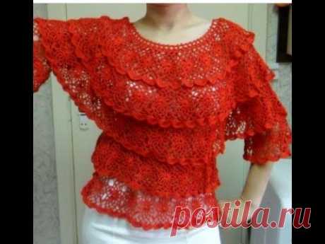 crochet tutorial blusa salsa/how to bluse (subtitles several lenguage)