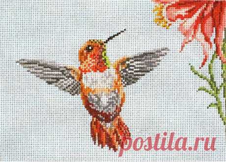 Rufous Hummingbird (18 count) Adorable high-quality Rufous Hummingbird (18 count). The Needlepointer is a full-service shop specializing in hand-painted canvases, thread fibers, needlepoint books, accessories, needlepoint classes and much more.