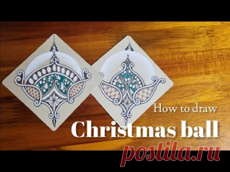 How to draw Christmas ball 4