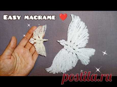 DIY easy macrame bird, tutorial for beginners, only one type of macrame knot, macrame wall art