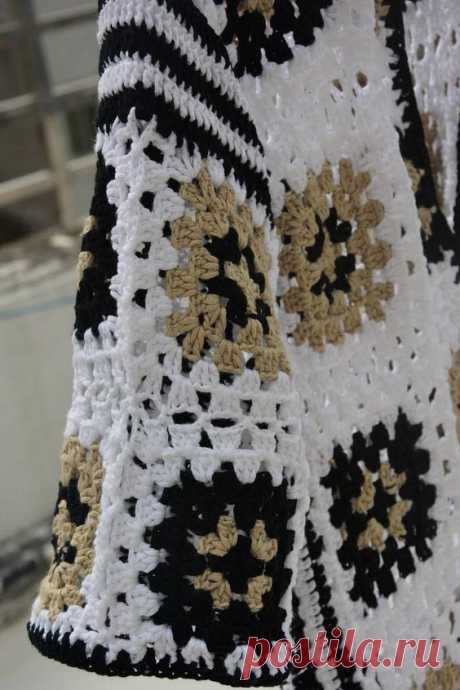 Granny Square Crochet Dress with Short Sleeves Deep V Sexy | Etsy