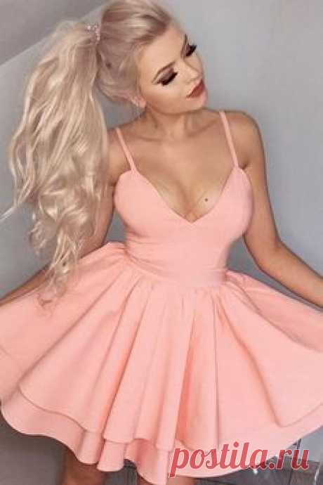 modest spaghetti straps pink short homecoming dresses for junior, simple a line graduation party gowns for teens