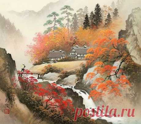 Картины современного японского художника Коукеи Кодзима (Koukei Kojima) в стиле «сансуй».