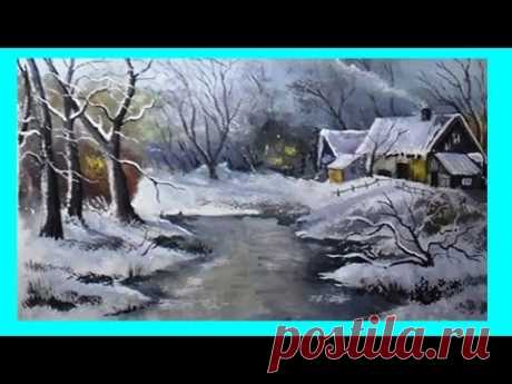 Как нарисовать весну/ Painting of a winter landscape step by step in gouache
