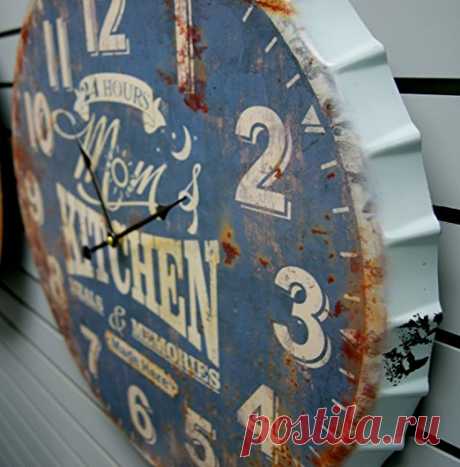 Amazon.com: Round Mom's Kitchen Decorative Metal Wall Clock Retro Antique Look Bottle Cap 3D Extra Large 24 x 24 Inches Quartz movement: Home & Kitchen