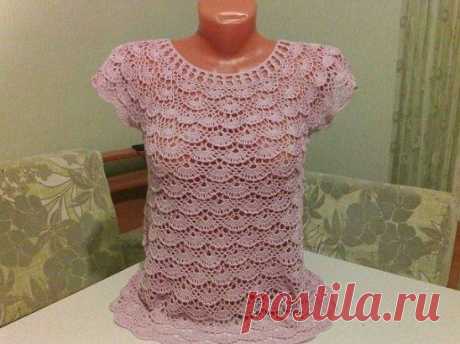 Воздушная кофточка крючком.Схема https://labhousehold.com/air-crochet-blouse.html