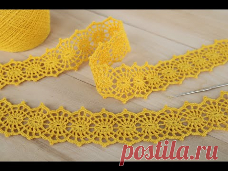 Вязание крючком ЛЕНТОЧНОЕ КРУЖЕВО мастер-класс ПРОСТОЕ ВЯЗАНИЕ для начинающих Ribbon Lace Crochet