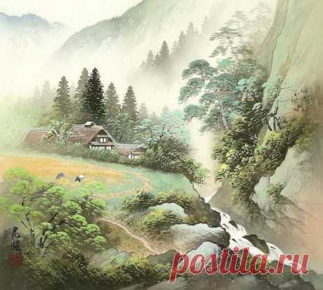 Картины современного японского художника Коукеи Кодзима (Koukei Kojima) в стиле «сансуй».