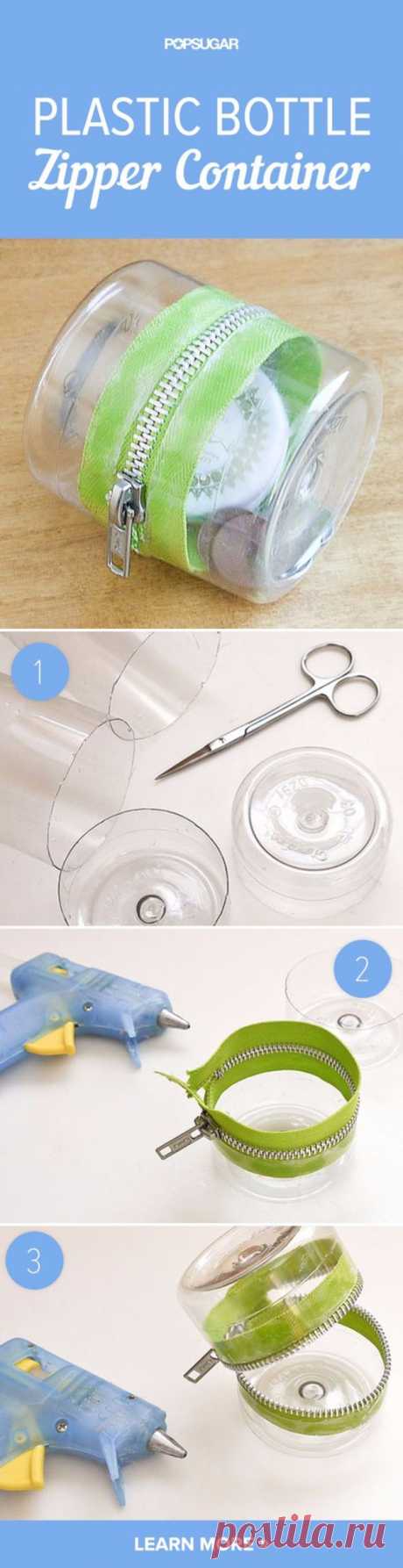 DIY Projects For Home: Cool DIY Projects Made With Plastic Bottles - Plastic Bottle Zipper Container - Best Easy Crafts and DIY Ideas Made With A Recycled Plastic Bottle - Jewlery, Home Decor, Planters, Craft Project Tutorials - Cheap Ways to Decorate and Creative DIY Gifts for Christmas Holidays - Fun Projects for Adults, Teens and Kids diyjoy.com/...