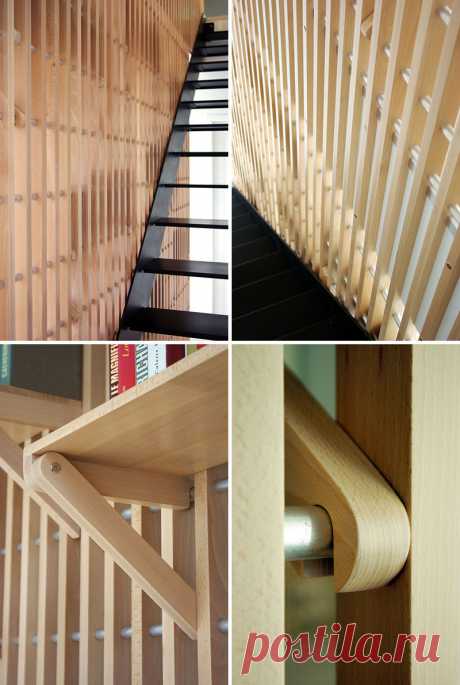 This Custom Designed Shelf System Is Used To Store Books And Act As A Guard Rail For The Staircase | CONTEMPORIST