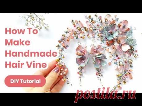 DIY Hair Accessory Idea. How to Make Handmade Hair Vine from Beads. Wedding Outfit Idea
