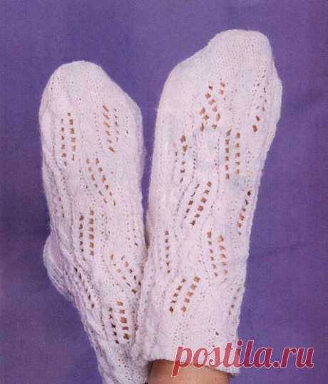 Ажурные носки белого цвета. Схема вязания спицами. - Вязание носков - Схемы вязания - Модели и схемы вязания спицами 2013 - 2014 года