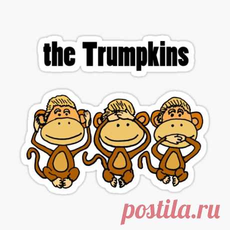 Pegatina ' no ver el mal' de naturesfancy La divertida caricatura política anti Donald Trump tiene a los partidarios de Trumpkin Trump como los tres monos que no escuchan el mal • Millones de diseños originales hechos por artistas independientes.