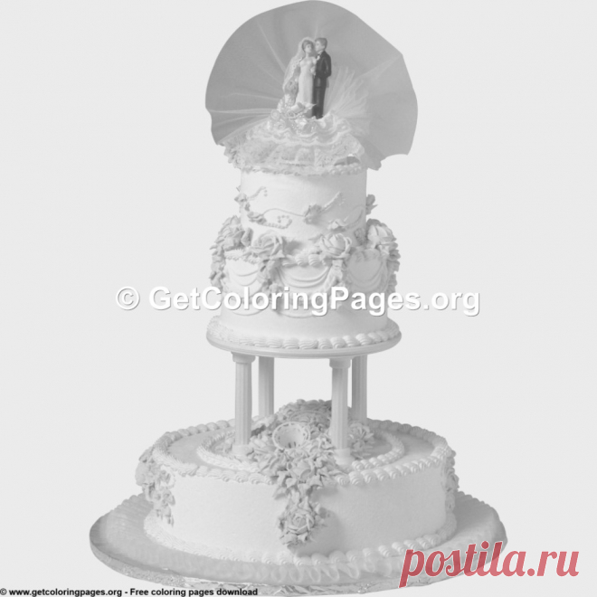 Grayscale &#8211; 3 Wedding Cake Coloring Pages &#8211; GetColoringPages.org