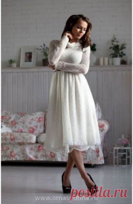 Платье &quot; Снежок&quot; Шикарное ажурное платьице молочного цвета из элитного итальянского мохера с юбочкой- подкладом из хлопка с шитьем.